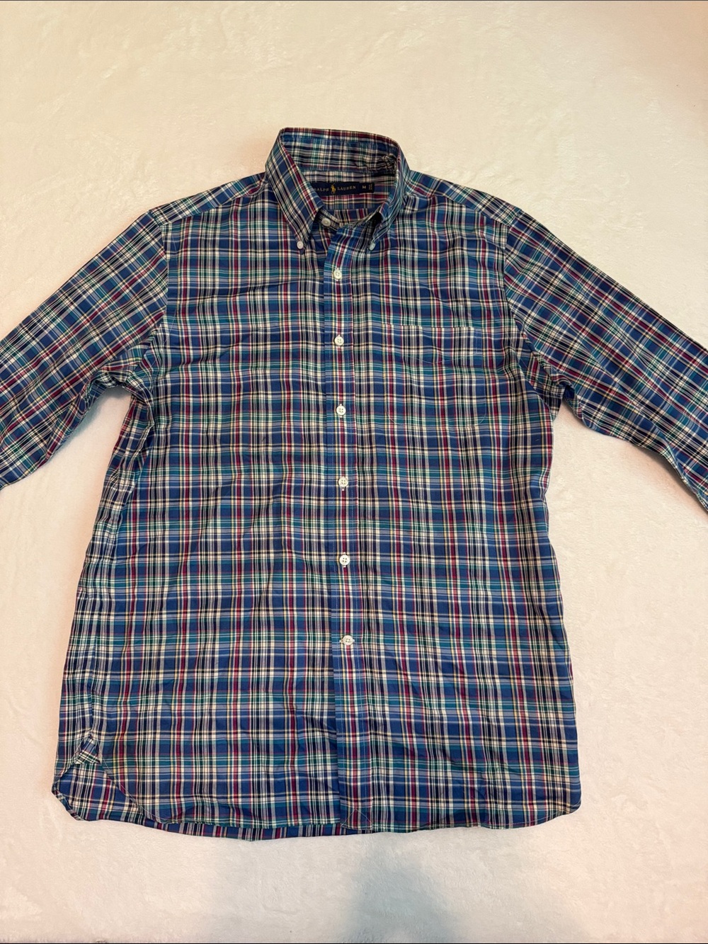 Ralph Lauren Green and Blue Plaid Button-Down Shirt